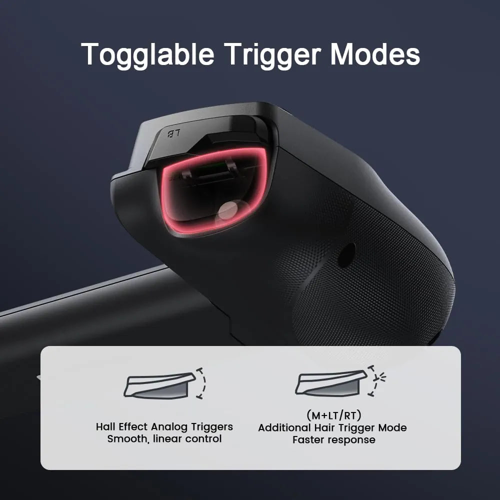 GameSir X5s toggleable trigger modes with analog and hair trigger settings