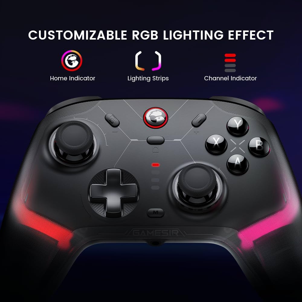 GameSir Cyclone 2 Multiplatform Wireless Controller- TMR Electromagnetic Joysticks&Hall Effect Switch triggers,6-axis Gyro Gaming Controller for Switch/PC/iOS/Android/Steam - Shadow Black