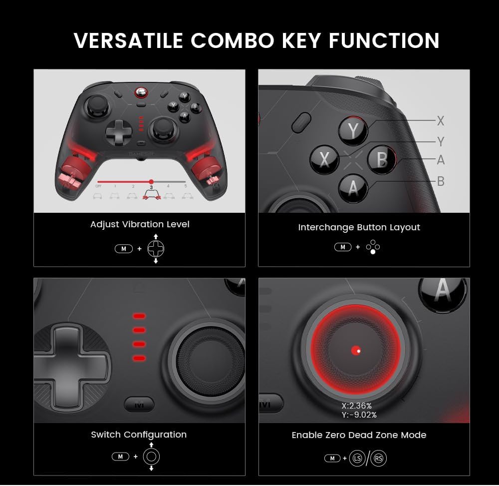 GameSir Cyclone 2 Multiplatform Wireless Controller- TMR Electromagnetic Joysticks&Hall Effect Switch triggers,6-axis Gyro Gaming Controller for Switch/PC/iOS/Android/Steam - Shadow Black